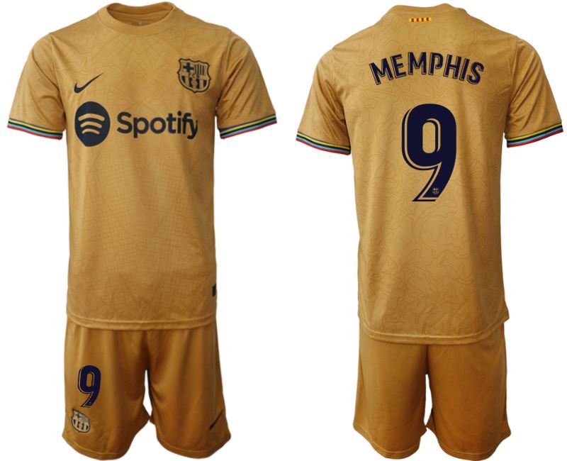 Men 2022-2023 Club Barcelona away yellow #9 Soccer Jersey